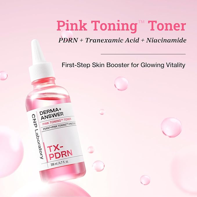 CNP Pink Toning™ Toner, PDRN + Tranexamic Acid Toner for Face, Salmon DNA, Niacinamide, for Glass Skin, Korean Skincare, 6.7 fl. oz.