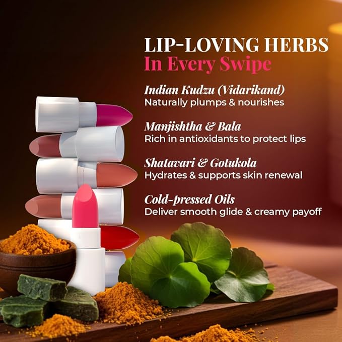 Just Herbs Ayurvedic Creamy Matte Micro Mini Lipstick Kit Lip Hydrating & Moisturizing, Lipsticks for Women Suitable All Indian Tones (Pack of 16)