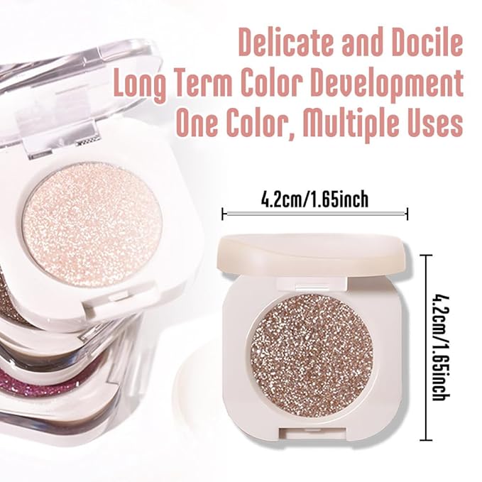Glitter Shimmer Sparkle Eyeshadow Palette Makeup for Women, Glitter Nude Shimmer Metallic Holographic Multichrome Cream Iridescent Single Monochrome Eye Shadow Makeup, 10