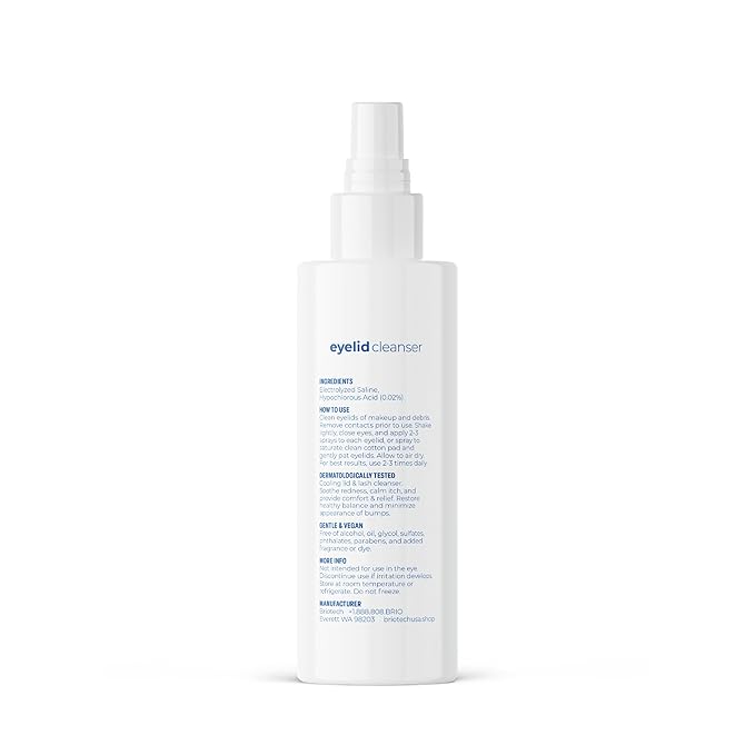 BRIOTECH Eyelid Cleanser, Hypochlorous Acid Spray, Lid & Eyelash Cleanser, Soothe Sensitivities, Calm Redness & Bumps, Support Against Irritation, Vegan, Travel Size 2 Fl oz (2 Pack)