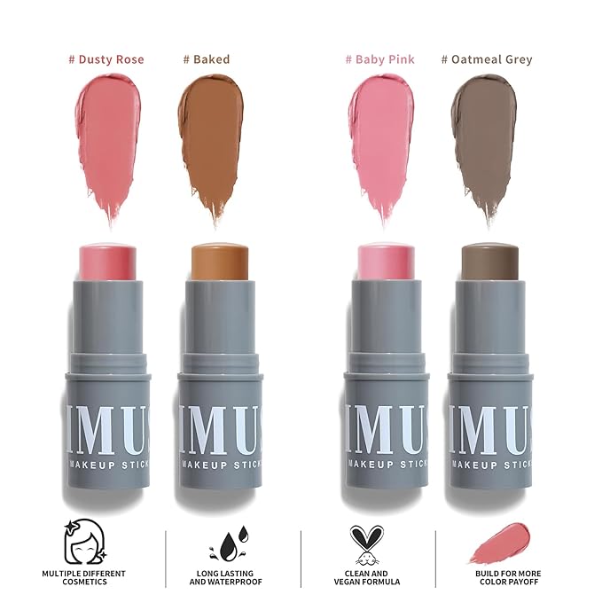 KIMUSE Cream Contour Stick Duo, Cream Blush Stick, Bronzer Shaping Stick, Creamy, Highly Pigmented, Long Lasting, Vegan Face Make Up Sticks