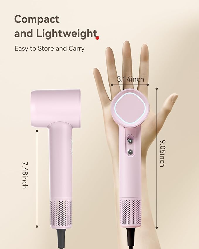 Hair Dryer Ionic, 110,000 RPM Hair Dryers for Women with Ceramic Technology Nozzle for Fast Drying, High Speed Blow Dryer 3-Speed Thermo Control Professional, Low Noise Design for Home Travel Salon