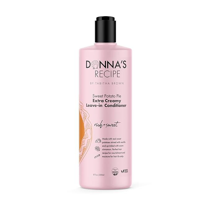 Donna's Recipe by Tabitha Brown – Sweet Potato Pie Extra-Creamy Leave-In Conditioner – Deep Moisture & Curl Definition – Sulfate-Free – 8 oz