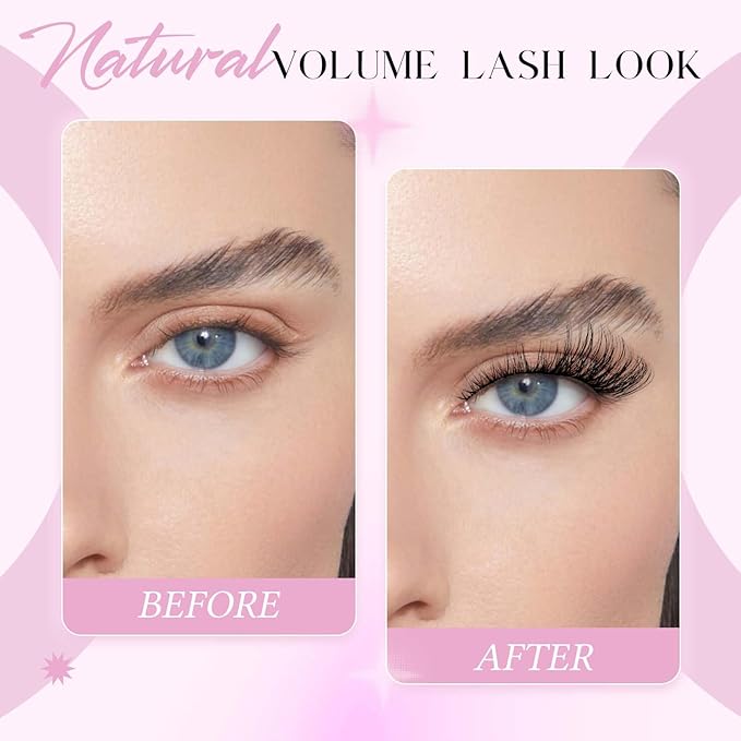 FADLASH False Eyelashes Kit Black Natural Cat Eye Lashes with lash bond Wear Comfortable Fake Lashes with Thin Band 10 Pairs Lash Applicator Tool at Home, BY003