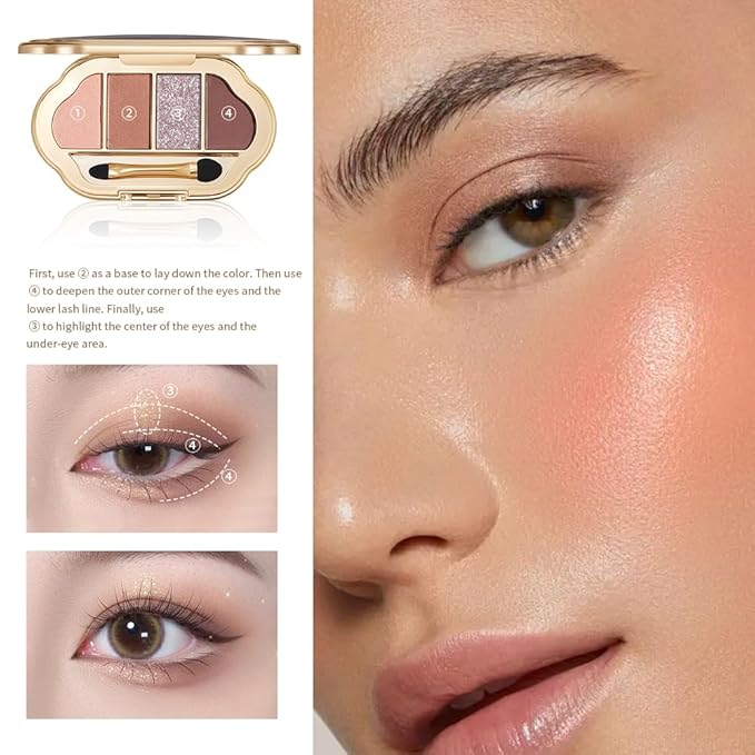 Matte Diamond Eyeshadow Palette, Shimmer Pearlescent Shades Metallic, Duo-Chrome, Glitter Sparkle and Soft Mud Textures, Natural Even Pigment for Brightening,Contouring and Multi-Look Eye Makeup-1#