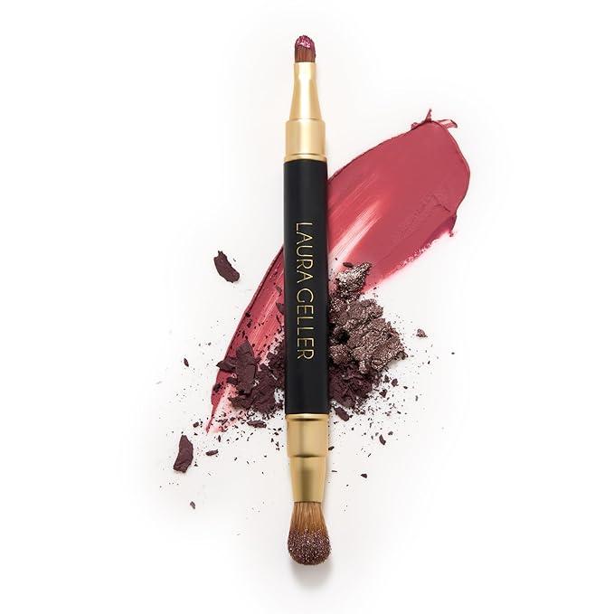 LAURA GELLER NEW YORK Retractable Dual-Ended Lip & Eyeshadow Brush | Two-in-One Tool for Applying Eye Makeup and Lipsticks with Ease | Travel Friendly Retractable Design