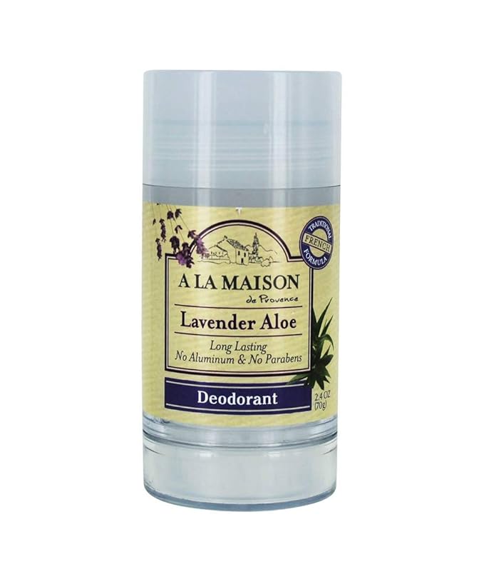 A La Maison de Provence Natural Aluminum-Free Deodorant Traditional French Milled Formula | Long Lasting Safe and Effective | Free of SLS, Parabens and Sulfates (2.4 Oz., Lavender Aloe)