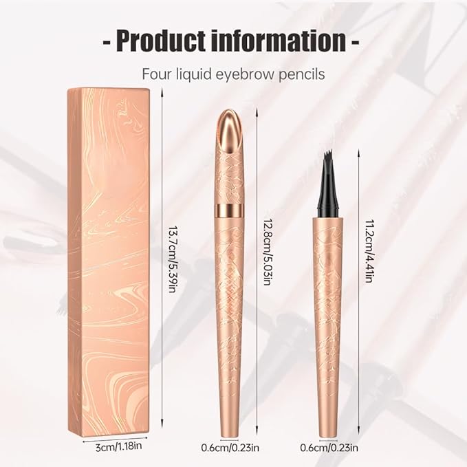 Microblading Eyebrow Pen, 2025 New Premium Waterproof Eyebrow Pencil, Eye Brow Pen with 4 Tip, Long-Lasting Natural Magic Eyebrow Makeup Fine Stroke Contouring Pencil Stay on All Day (All-4Pcs)