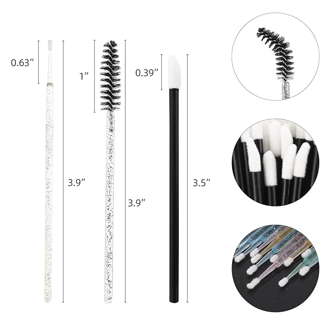 1500 PCS Eyelash Extension Supplies Kit, 500 Spoolies Mascara Wands 500 Lip Brushes 500 Micro Swabs Colorful Disposable Eyelash Brushes Makeup Applicator Tool
