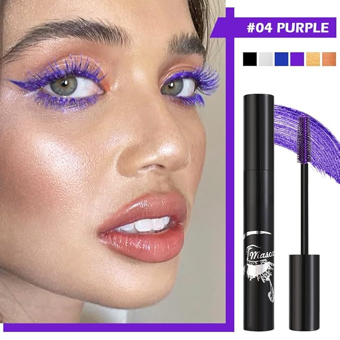 Purple Mascara – Bold Violet Lash Color for Dramatic Eye Looks – Lengthening & Volumizing Formula – Smudge-Proof, Waterproof & Long Lasting Colored Mascara for Creative Makeup Styles