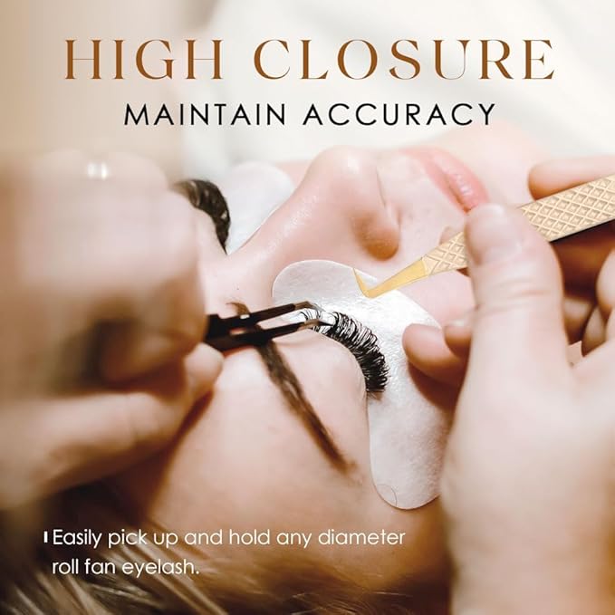 Beige Fiber Tip Lash Tweezers for Eyelash Extensions – F Shape for Isolation, Professional Precision Tweezers for Lash Technicians
