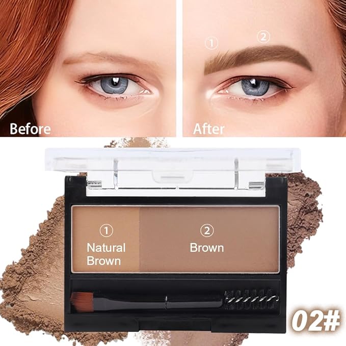 Kaely 2 Color Eye Brow Powder Makeup Kit,Eyebrow Contour Palette for Beginners,Brow Stamp Stencils Kit,Eyebrows Waterproof Gel with Brush,maquillaje para cejas,02 Natural Brown+Brown