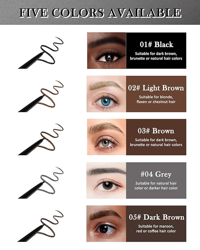 FÓLKI COSMETIC-Eyebrow Retractable Definer Pencil, Micro Brow Pencil, Precise Eyebrow Pencil,Long Lasting Eye Brow Pencil for Soft Textured Natural Daily Look Eyebrow Makeup (04#Gray)