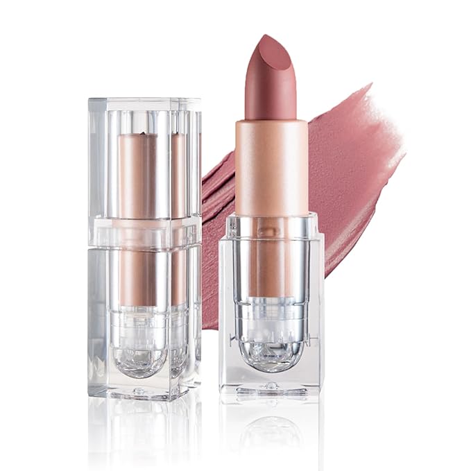 Matte Nude Lipstick Velvet Lip Gloss Non-Fading Non-Sticky Cup Nude Lipstick Matte Lip Stain Long Lasting Waterproof Lipstick for Women Girls Daily Lip Makeup-602 Bean Paste