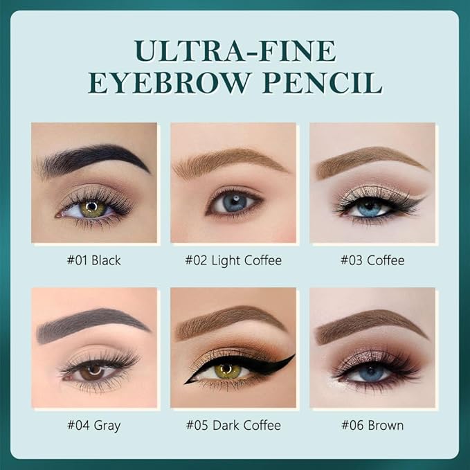 5 PCS Waterproof Professional Makeup Micro Brow Pencil,Brow Kit with Eyebrow Brush,Ultra-Fine Mechanical Pencil,Eyebrow Pencils for Women, (C04#Grey, 5Pcs)