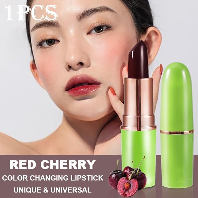BINGBRUSH Aloe vera Color Changing Lipstick,Moisturizer Long Lasting Lip Care Magic Lip Gloss,Makeup Lipstick Set (1pc 04#Cherry, A-1pc)
