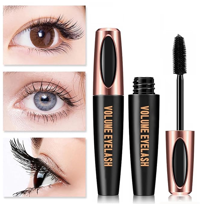 4D Silk Fiber Lash Mascara Extension Voluminous Mascara Waterproof & Smudge-Proof Long-Lasting 24 Hours No Flaking Longer Thicker Eyelashes,All Day Exquisitely Full (3 Packs)