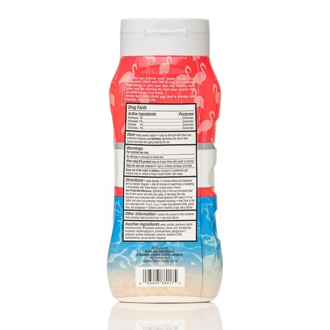 SPF 30 Sunscreen Lotion | Aruba Reef Act Compliant no 67 Octinoxate & Oxybenzone Free | Water-Resistant, Non-Greasy, Broad Spectrum UVA/UVB Sunscreen, 8 oz.