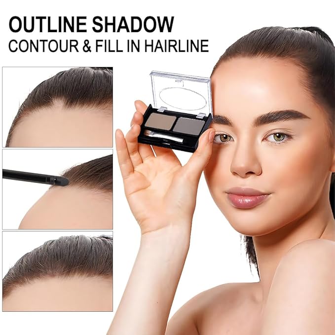 Eyebrow Powder Kit, Long-Lasting Waterproof Two Colors Matte Brow Powder, Eye Brow Powder for Women with Double-ended Eyebrow Brush, Purse-Friendly Compact (A01# Light Brown+Grey, 1Pcs)