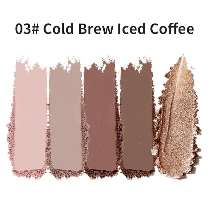 5-Color Eyeshadow Palette, Shimmer Earth Tones with Matte & Highlight Shades, Silky Smooth Texture, Brightening & Contouring Eye Makeup, Compact Design with, Charming Eye Look-3#