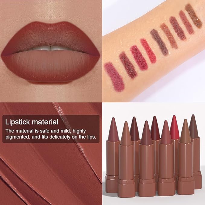 Smokey Topaz Gradient Matte Lipstick Crayon Lip Liner pencil for Women, Flawless Contour Gradual Ombre Effect lip Pencil, Long Lasting Waterproof Smudge Proof Lipstick Pencil 02#