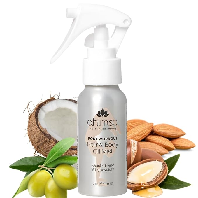 Ahimsa Vegan Hair & Body Glow Spray – Fast-Drying, Non-Greasy Dry Oil with Coconut, Amla & Argan – Lightweight for Shiny Hair & Soft Skin – Natural, Silicone-Free, Cruelty-Free
