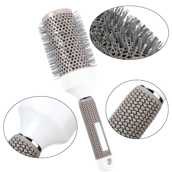 Round Brush Set for Blow Drying Curling, Professional Ceramic Ion Thermal Barrel Brush Leaves Hair Shiny Heat Styling Brush 5 Different Sizes Works Very Well with The Blow Dryer