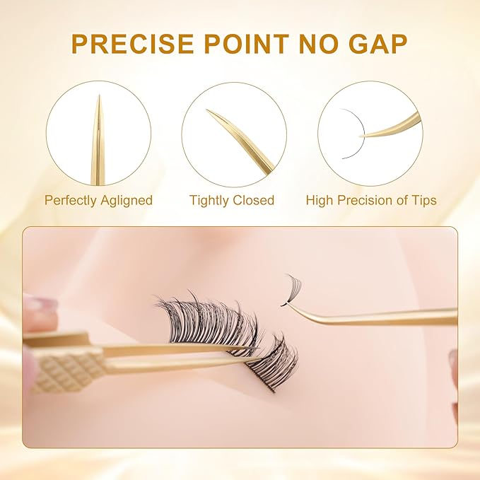 NAGARAKU 1 Pair Precision Fiber Tip Tweezer for Eyelash Extensions Professional Eyelash Tweezers Antistatic Straight & Curved Tip Tweezers with Box(Isolation & Volume Lash Tweezers AG-01 & AG-02)
