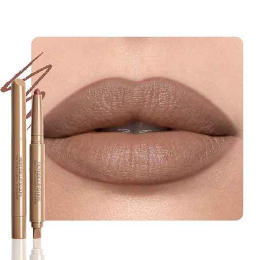 Plump Matte Crayon Lip Liner Pencil, Chocolate Lip Liners Lipstick, Long-Lasting Waterproof Creamy Formula, With Silicone Smudger for Define Contours & Sculpting Lip, 0.75g/0.026oz