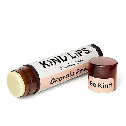 Kind Lips Organic Georgia Peach Lip Balm - Natural Cruelty-Free Moisturizer, Gluten-Free, Made in USA, Single Tube