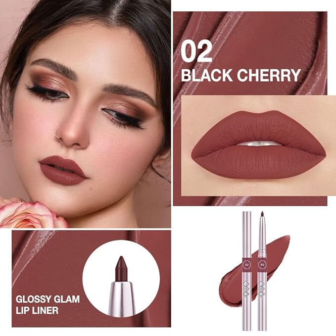Matte Cherry Red Retractable Lipliner Pencil, Highly-Pigmented lip pencil, Long Lasting Waterproof Makeup Crayon for Lip Liner and Eye Liner, Smooth and Creamy, Rich Colors, Smooth Application, 02#