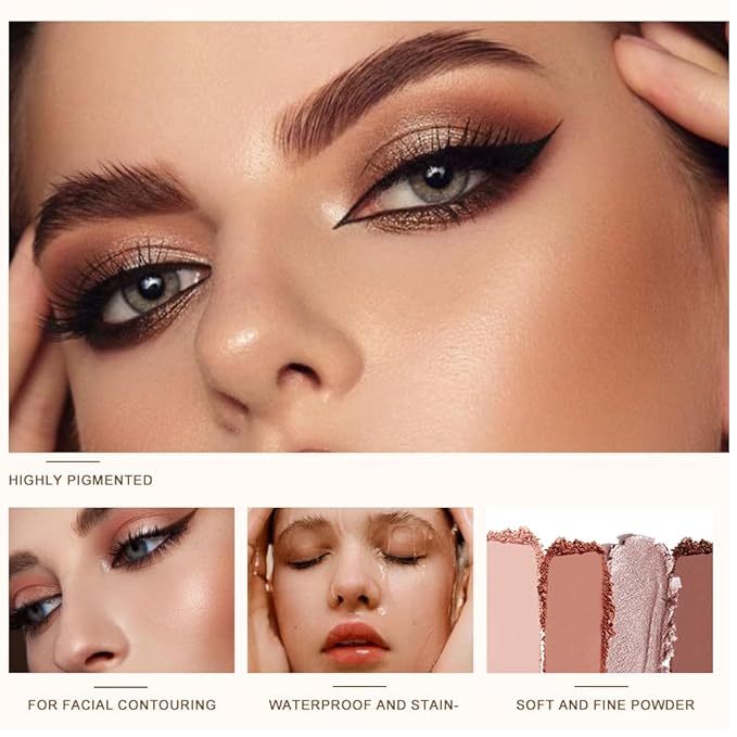 12 Colors Velvety Smooth Eyeshadow Palette, Warm Neutral Nude Matte & Shimmer Eye Shadow Shades, Highly Pigmented Blendable Waterproof Long-Lasting Daily Eye Makeup Palette for Women, 01#