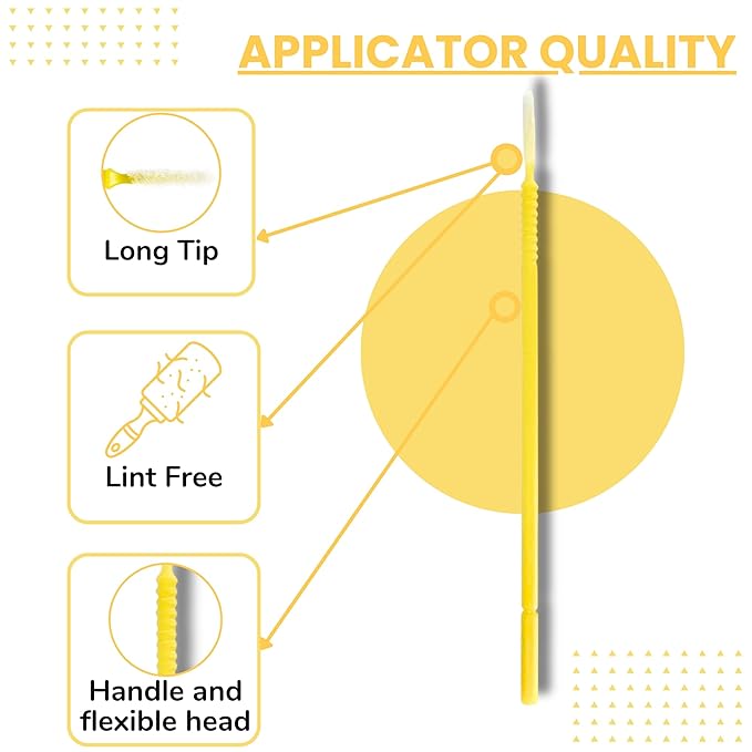Disposable Micro Applicator Micro Brush for Makeup, Eyelash Extension, Lash and Mascara Application for Personal Care (100 Count (Pack of 1), Yellow (Long))