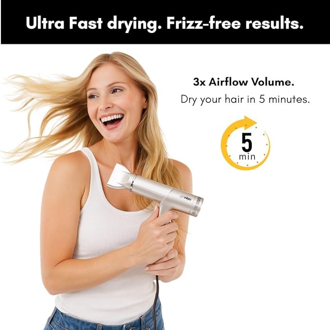 Hypersonic Hair Dryer | 110,000 RPM High-Speed Ionic Blow Dryer with 500 Million Negative Ions | No Heat Damage, Low Noise, 5 Attachments for All Hair Types