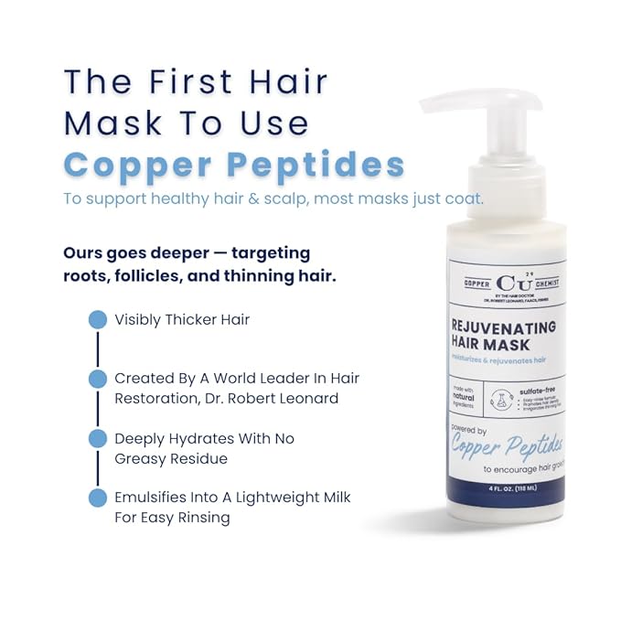 Copper Chemist Hair Mask For Dry, Damaged Hair - Deeip Conditioning W/Copper Peptides Repair Treatment For Thickness, Growth, & Thinning Hair - Doctor Developed, All Natural Hair Care For Women & Men