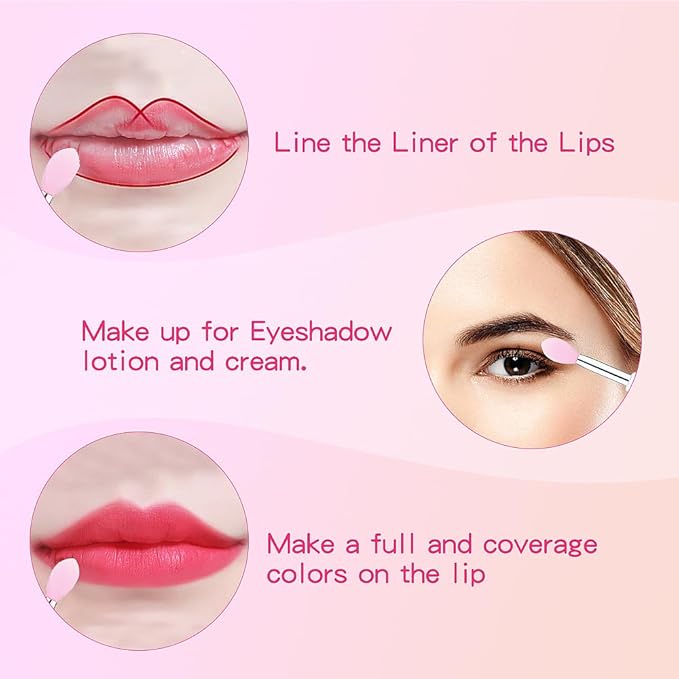 8PCS Reusable Lipstick Applicator Brush,Lipstick Brushes with Cap Lip Applicator Brushes Makeup Beauty Gloss, Cream, Eyeshadow, Balm (pink)