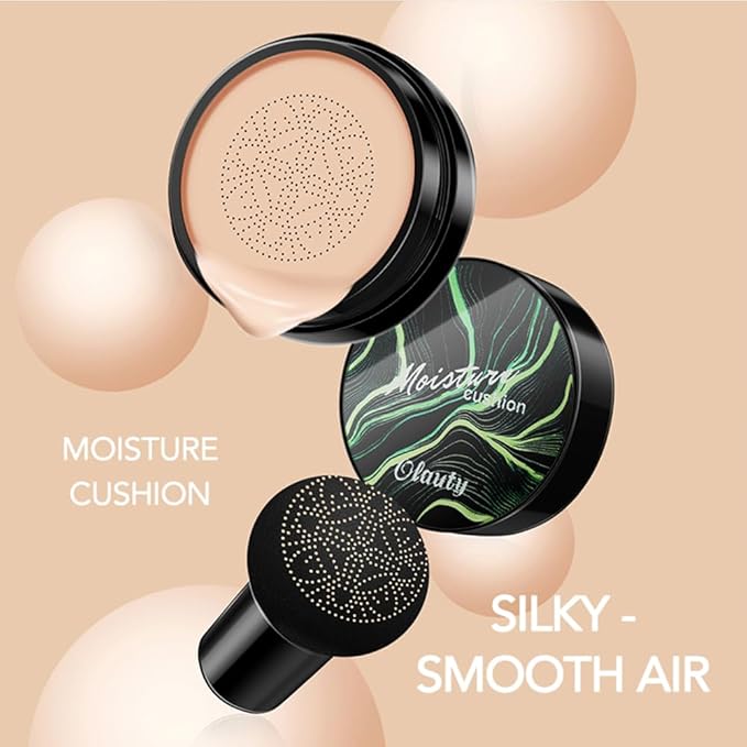Mushroom Head Air Cushion CC Cream Foundation, Moisturizing Concealer BB Cream Nude Long Lasting Matte CC Cream Makeup Liquid Foundation (2pcs Brunet Brown)