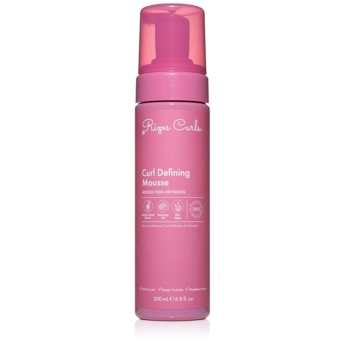 Rizos Curls Curl Defining Mousse Lightweight Foam for Volume & Hydration Shine & Definition for Every Curl Pattern: Wavy, Curly, Coily, Corkscrew, Kinky Hair Types Sulfate & Paraben Free