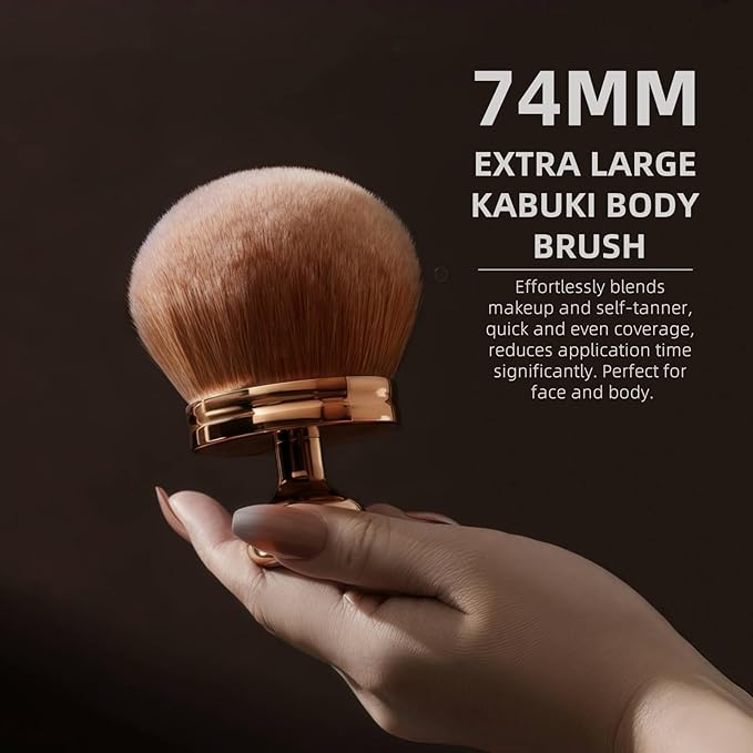 Extra Large Kabuki Body Self Tanner Brush - Blend & Blur Body Brush, Bronzer Tan Tanning Application for Flawless Body & Leg Tanner Makeup, Big Kabuki Tanning Applicator for Face