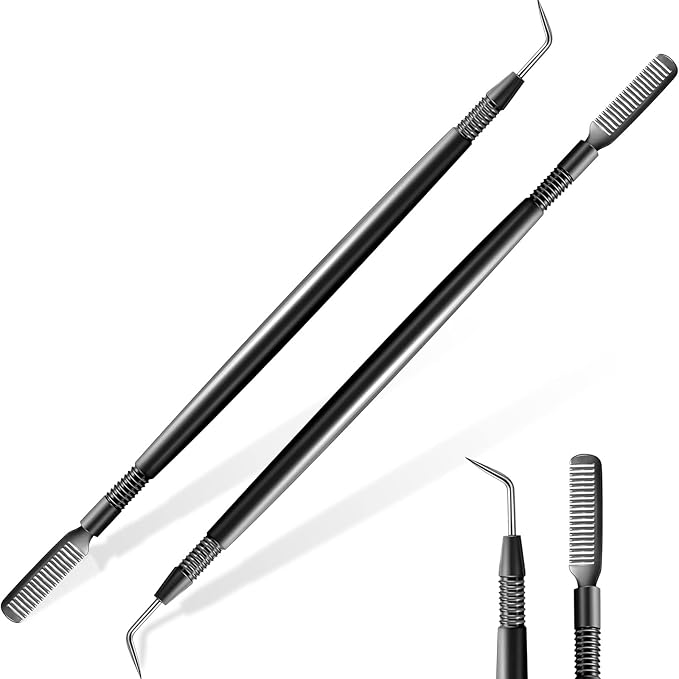 Chumia 2 Pieces 2 in 1 Lash Lift Tool Eyelash Separator Tool with Comb Stainless Steel Metal Lash Perm Lift Rods for Eyelash Eyebrow Comb Perming Tinting Curling Extension Supplies(Black)