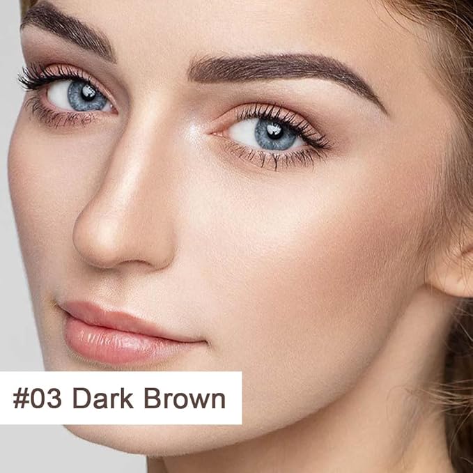 Eyebrow Powder Stamp Stencil Set, Eyebrow Stencils Shaping Kit, Long-Lasting Soft and Natural Eyebrow Powder for Women Girl, Includes Brush&Stencils, (A03#Dark Brown, 1 Kit)
