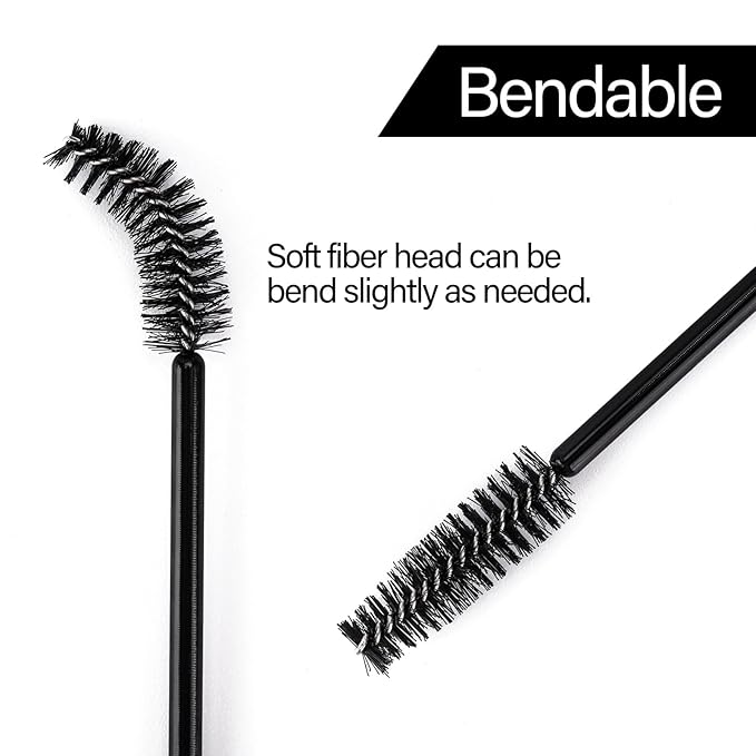 BTYMS 1200 Pieces Disposable Mascara Wands Eyelash Brush Brow Brushes Applicators Lash Spoolies for Eye Lash Extension - Black