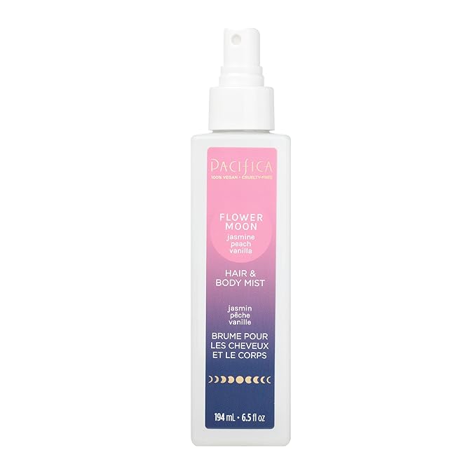 Pacifica Hair Perfume & Body Fragrance Spray Mist - Flower Moon with Jasmine, Peach & Vanilla – Alcohol-Free, Vegan & Cruelty-Free, 6.5 oz