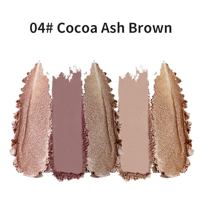 5-Color Eyeshadow Palette, Shimmer Earth Tones with Matte & Highlight Shades, Silky Smooth Texture, Brightening & Contouring Eye Makeup, Compact Design with, Charming Eye Look-4#