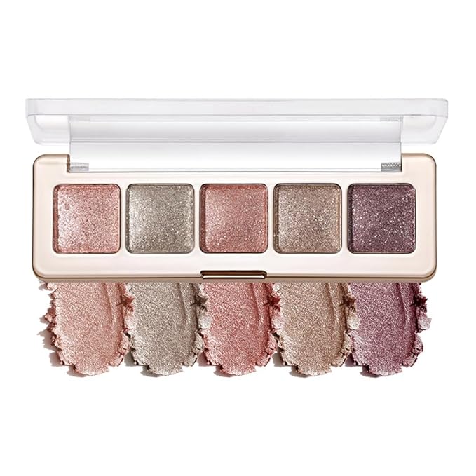 Eyeshadow Palette 5-Color with Pearlescent Shimmer Earth Tones, Buttery Putty Texture, Fine Glitter Duochrome Shades, Mist Matte Finish, Silky Smooth Brightening Eye Makeup for a Charming Look-5#