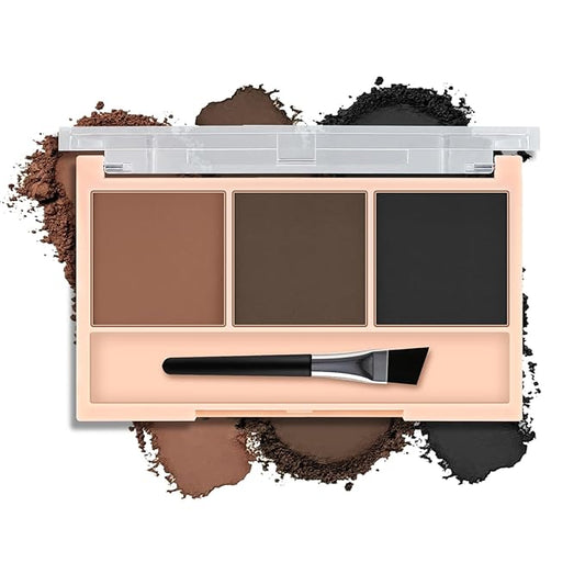3-Color Eyebrow Powder Palette, Brow Powder Filler Kit With Brow Brush, Waterproof Neutral Eye Makeup for Women, Smudge-proof
