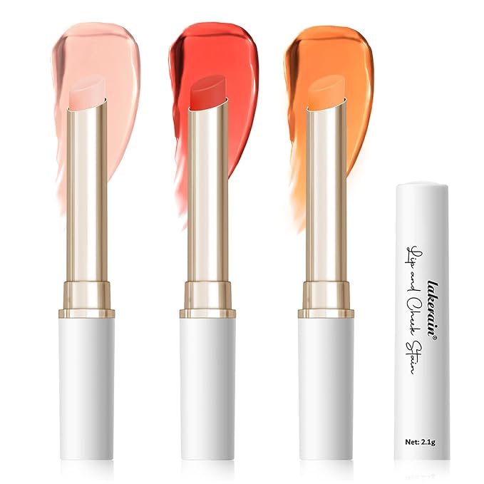 3Pcs Lip And Cheek Stain, PH-Activated Color-Changing,Long-Lasting Color With Hydrating Oils(#1pink,#2red,#3peach)