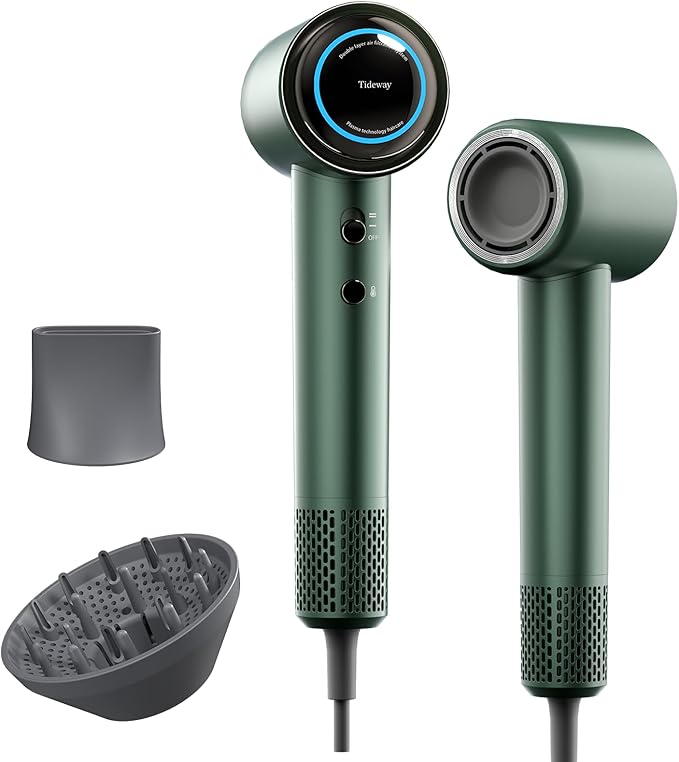 Tideway Hair Dryer Professional High-Speed Ionic Blow Dryer 110,000 RPM, Compact Hair Dryer with Magnetic Diffuser, Fast Drying with Brushless Motor Low Noise Smart Temperature Control-H11