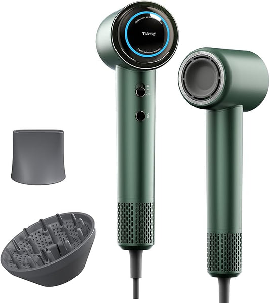Tideway Hair Dryer Professional High-Speed Ionic Blow Dryer 110,000 RPM, Compact Hair Dryer with Magnetic Diffuser, Fast Drying with Brushless Motor Low Noise Smart Temperature Control-H11