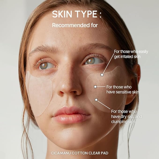 Parnell Cicamanu Cotton Clear Pad | Gentle Daily Exfoliating & Soothing Pads for Acne Prone Sensitive Skin | Cica LHA PHA Ceramide HA | Unbleached Biodegradable (90 Count)